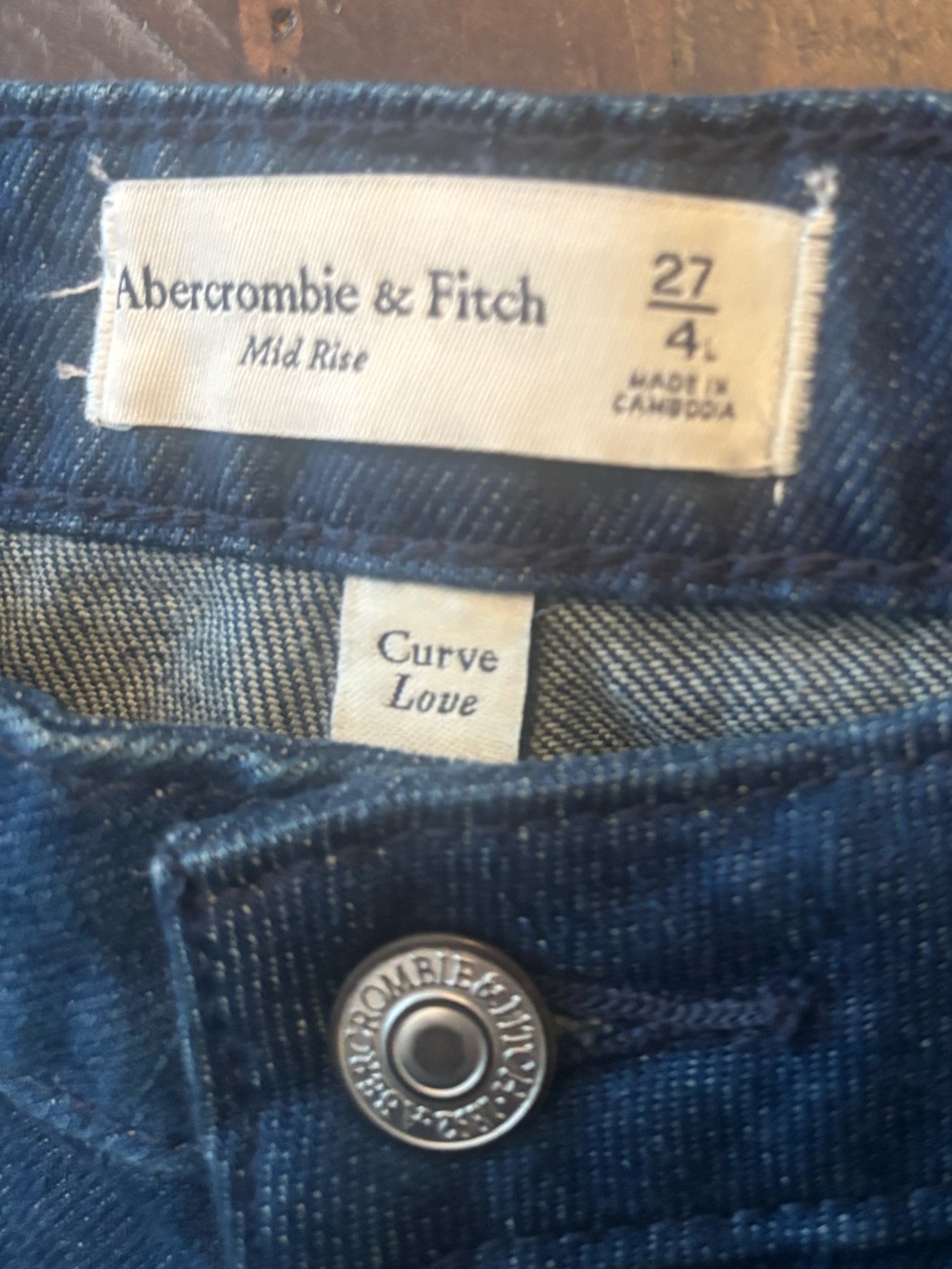 Abercrombie & Fitch Curve Love Mid Rise Wide Leg Jeans 27 (4 Long) Dark Wash